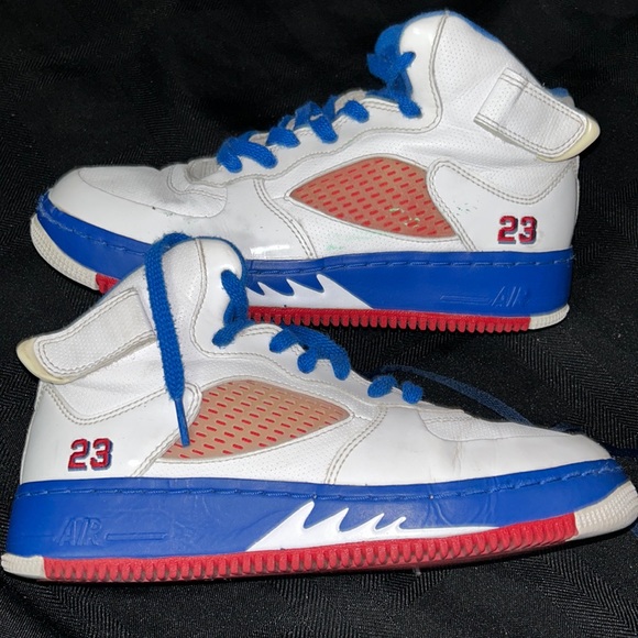 6Y Jordan AirForce Fusion Red White Royal needs little wipe down